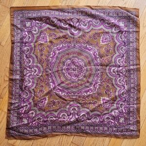 Square Scarf Bandana Paisley Large Head Scarf Purple Brown
